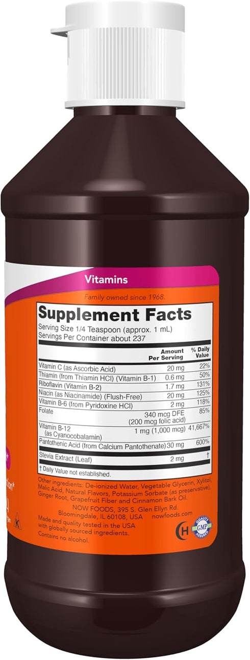 NOW Supplements, Vitamin B-12 Complex Liquid, Energy Production*, Nervous System Health*, 8-Ounce...