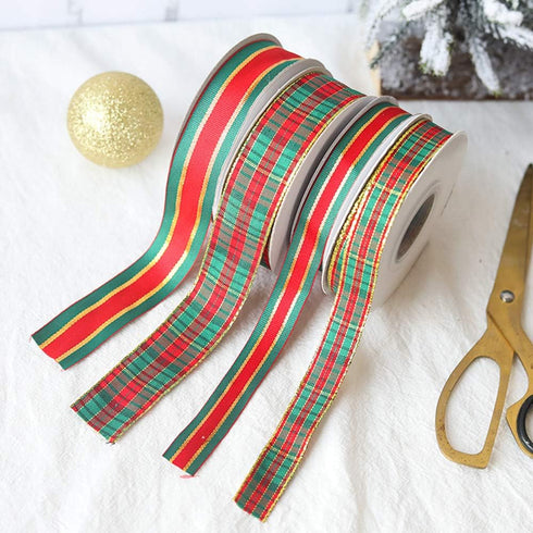 Christmas Checkered Plaid Ribbon 25 Yard Each Roll 100% Polyester Woven Edge Gingham Ribbon for Christmas Crafts, Gift Wrapping (Special design 1 ...