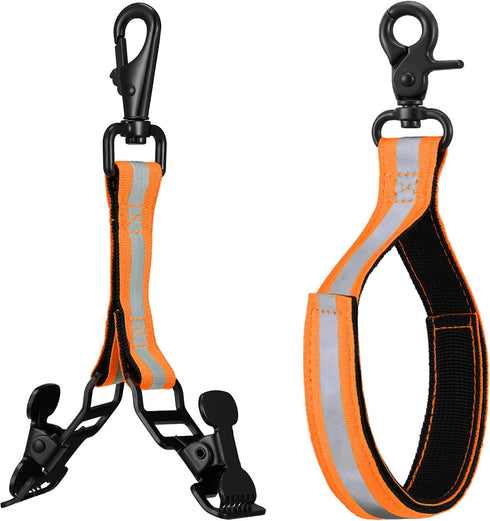 Shappy 2 Pieces Firefighter Glove Strap with Reflective Trim Firefighting Glove Safety Strap Turnout with Swivel Snap Hook Clip (Orange)...