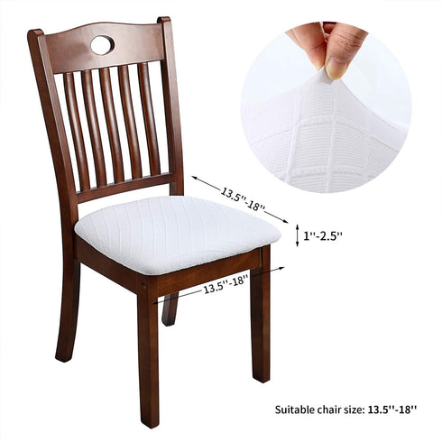 Stretch Chair Seat Covers 4 PCS, Removable Washable Dining Chair Covers Anti-Dust Dining Room Seat Cushion Slipcovers (4, White)...