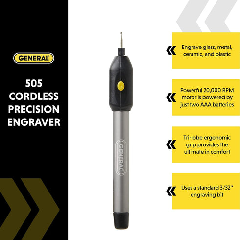 General Tools Cordless Engraving Pen for Metal - Diamond Tip Etching Tool for Engraving Toys, Sporting Goods, & Glass Gifts...