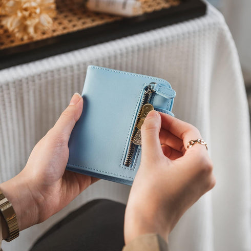 Womens Small Wallet for Airtag RFID Blocking Vegan Leather Airtag Wallet for Women...