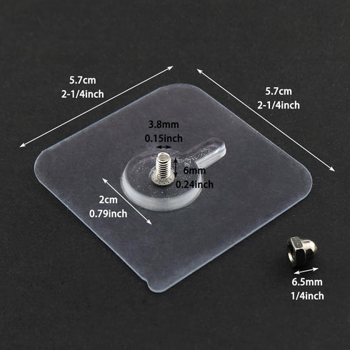 12PCS 6x6cm/2.36x2.36inch Plastic Metal Clear Sticky Wall Mounted No Trace Screw Hooks for Hanging Kitchenware and Key and Hat...
