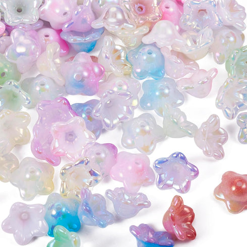 Craftdady 400Pcs Acrylic Flower Spacer Bead Caps 8 Colors Floral Bead Charms 5-Petal Plant Cute Bead End Caps for Women DIY Crafts Earrings Bracel...