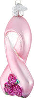 Old World Christmas Pink Ribbon with Roses Glass Blown Ornament for Christmas Tree...