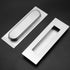 Ravinte 1 Pack Brushed Nickel Sliding Closet Door Handles Silver Flush Pulls 7in Length Recessed Finger Pulls for Sliding Barn Door Sqaure Cabinet...