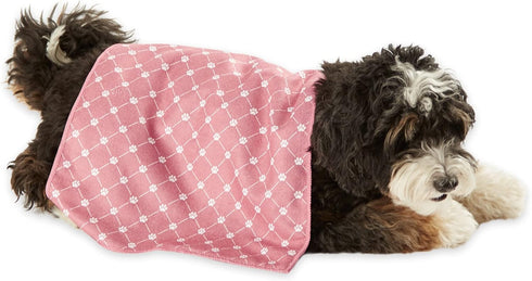 Bone Dry Pet Grooming Towel Collection Trellis Print, Microfiber Absorbent Drying Set, 15x30, Rose, 3 Count...