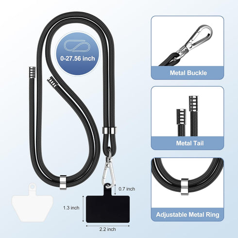 takyu Universal Cell Phone Lanyard, Crossbody Lanyard with Adjustable Nylon Neck Strap Compatible for Most Smartphones (2Pack Black+Grey)...