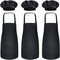 Novelty Place Kid's Apron with Chef Hat Set (3 Set) - Skin-friendly Children’s Bib with Pocket - Cooking, Baking, Painting, Training Wear - Kid's ...