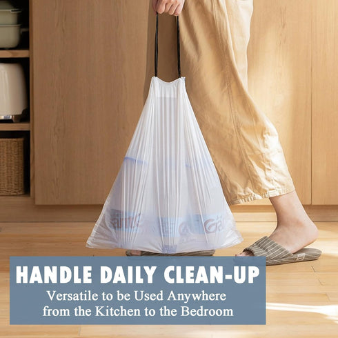 Small Trash Bags 4 Gallon - 57 Count Drawstring 4 Gallon Trash Bag, Pre-separated Small Garbage Bags Bathroom Trash Bags, Unscented White 4 Gal Sm...
