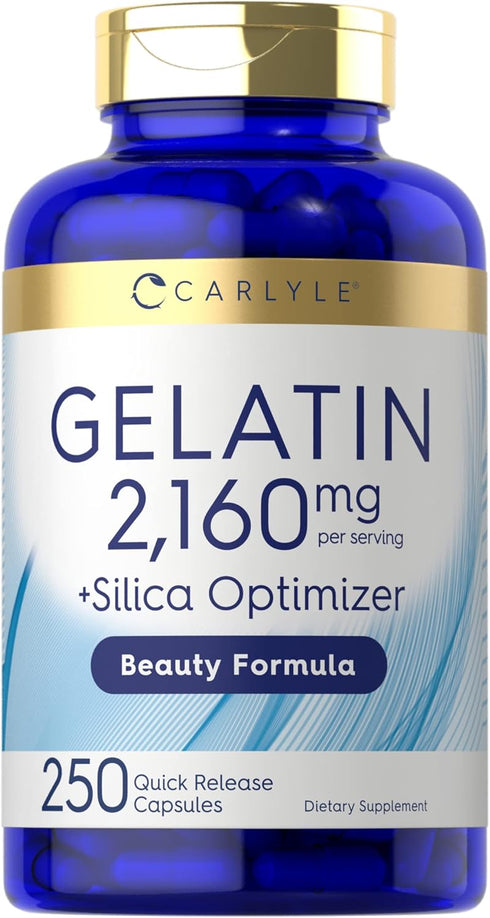 Carlyle Gelatin Capsules | 2160 mg | with Silica Optimizer | 250 Count | Non-GMO, and Gluten Free Supplement...