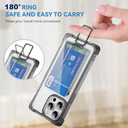 for MagSafe Card Holder, Magnetic Phone Wallet for iPhone 15/14/13/12 Series or All Magnetic Phone Case, with Metal Stand, Crystal Clear Not-Yello...