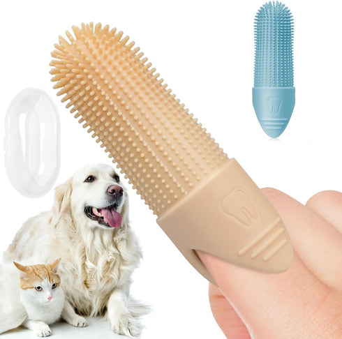 Dog Toothbrush, 2 Pack Dog Tooth Brush, 360° Cleaning Finger Toothbrush for Dogs, Food Grade Silicone Dog Finger Toothbrush Fits Most Fingers, Too...