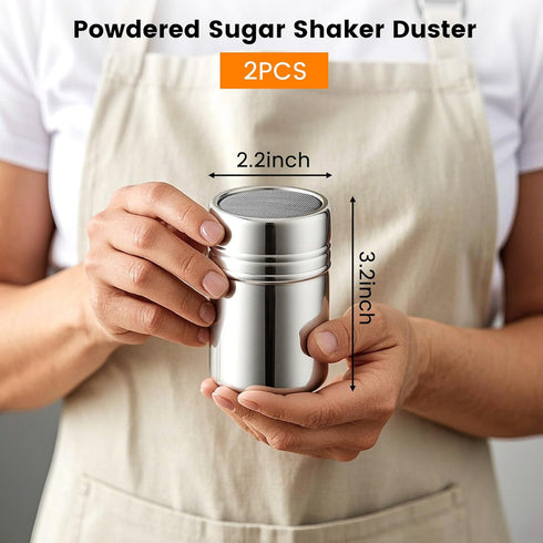 HANSGO Powdered Sugar Shaker Duster, Cinnamon Matcha Mlour Shaker Dispenser, Stainless Steel Fine Mesh Dredges Cans with Lid for Pepper, Salt, Cof...