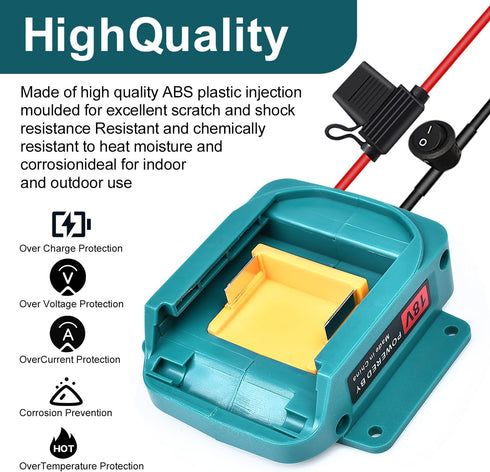 Power Wheel Battery Adapter for Makita 18V LXT Battery with Fuse&Switch 14 AWG Connector for BL1850B,BL1860B,BL1830B,BL1840B,BL1820B for DIY Rc Ca...