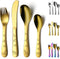 Gold Toddler Utensils, Gold Titanium Coated 4 Pieces Stainless Steel Toddler silverware set, Kids Utensils Forks and Spoons, Mirror Polished Smoot...