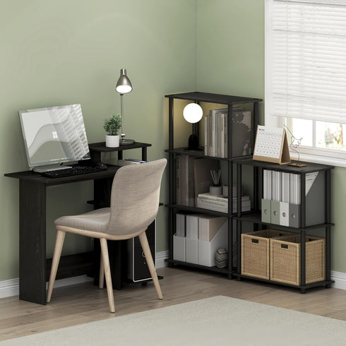 Furinno (99557EX/BK) Turn-N-Tube 4-Tier Multipurpose Shelf Display Rack - Espresso/Black...