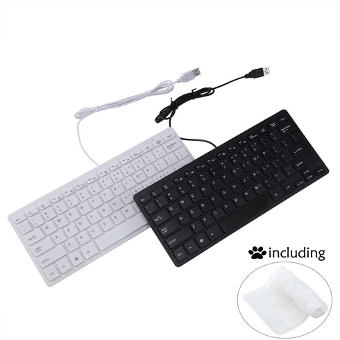 I Focus MCSaite Mini 78 Keys Wired Keyboard - with Keyboard Cover Computer keypad for Laptop MAC Windows 10/8 / 7 / Vista/XP(White+Keyboard Film)...
