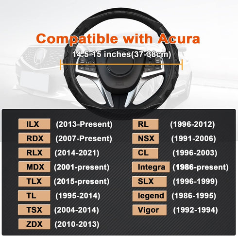 GIANT PANDA Steering Wheel Cover for Acura RDX and MDX, Car Steering Wheel Cover for Acura TLX and TL - Black...