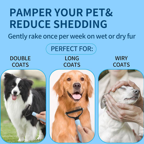 Pet Grooming Brush, Double Sided Deshedding for Dogs & Cats, Skin Friendly Grooming Dog Brush, Pet Shedding Brush,Undercoat Rake for dogs Grooming...