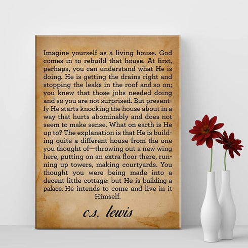 LEXSIVO Inspirational Quote Christian Retro Print Canvas Wall Art Home Decor Imagine Yourself as a Living House Painting 12x15 Canvas Poster Frame...