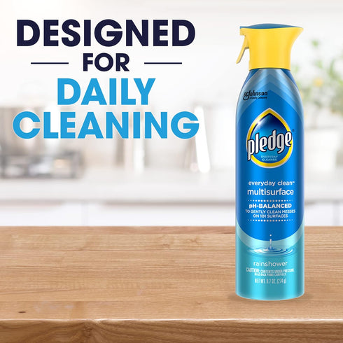 Pledge Everyday Clean Multi Surface Cleaner Spray, pH Balanced to Clean 101 Surfaces, Rainshower Scent, 9.7 oz (Pack of 3)...