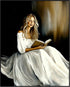 Posterizer 1 pcs-elegant woman in a white gown reading a book 4-Abstract & Modern Art Gift for Art Lovers Living Room Bedroom Decor- unframed wall...