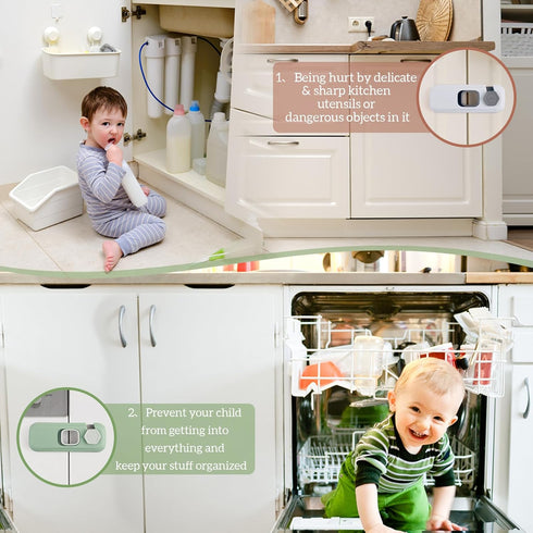 Sakolla Refrigerator Lock for Kids, 6 Pack Fridge Locks with Strong 3M Adhesives, Child Safety Locks for Doors, Cabinet, Drawers, Refrigerator, Ov...