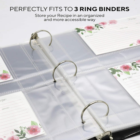 20 Pack Recipe Card Page Protectors, Clear Refill Sheets for 3 Ring Binders, 4" x 6", 2 Pockets Per Page, Holds 4 Cards Per Sheet, Perfect for Rec...