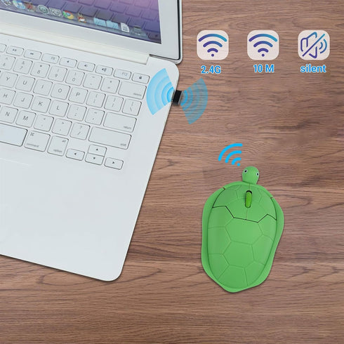 Cute Animal Turtle Shaped Wireless Mouse 3 Buttons 1600 DPI Kawaii Silent Optical Cordless Mice for Laptop PC Computer Notebook Desktop (Green)...