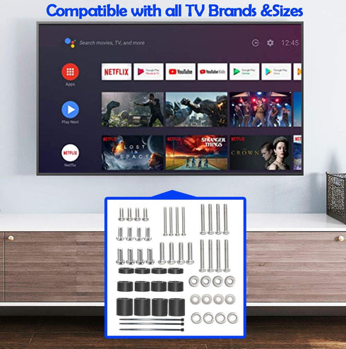 Universal TV Mount Screw Kit Includes M4, M5, M6 Screws, Washers and Spacers - Stainless Steel - Compatible with VESA Wall TV or Monitor Mounting...