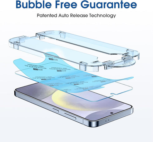 amFilm 2+2 Pack Auto-Alignment OneTouch for Samsung Galaxy S24 Plus/ S24+ 6.7" Screen Protector Tempered Glass + Camera Lens Protector, 30 Seconds...