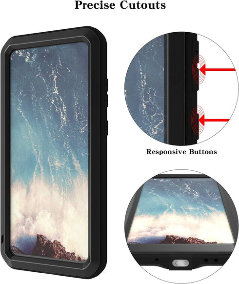 LOVE MEI Samsung Galaxy S20 Plus 5g 6.7 inch Case with Tempered Glass Screen Protector, Shockproof Scratch Proof Hybrid Metal and Silicone Gel Hea...