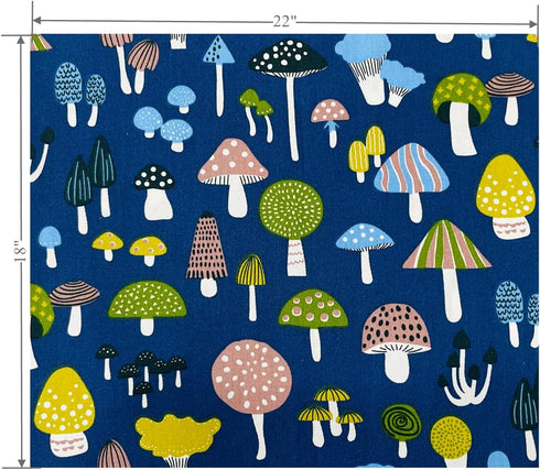 Mushroom Fabric Fat Quarters for Quilting,Cotton Printed Food Pattern Fabric Bundles 18x22,Botanical Woodland Theme SZRUIZFZ (6pcs)...