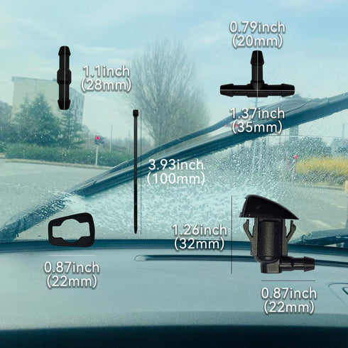 Windshield Washer Nozzle Windscreen Wiper Spray Front Hood Jet Kit Parts Replacement Compatible with Jeep Grand Cherokee Chevrolet Malibu Pontiac ...