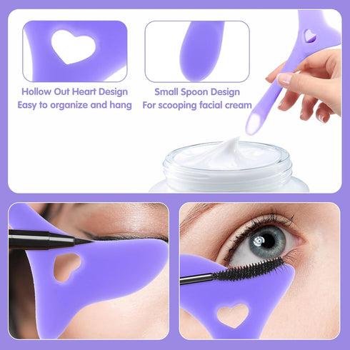 4Pcs Eyeliner Stencils Silicone Winged Eyeliner Tool Mascara Shield Guard, As Eyebrow/Eyelash/Contour/Lipstick/Eyeshadow Applicators Aid Tool, Mak...