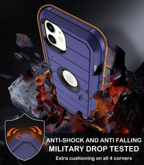 for iPhone 12 Case,iPhone 12 Pro Case with Belt Clip Holster,Built-in Screen Protector,Heavy Duty Shockproof Drop Protection Military Grade Rugged...