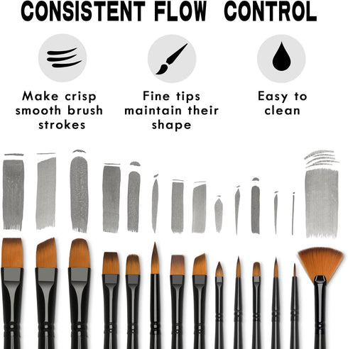 Paint Brushes Set, 14 PCS Artist Brush for Acrylic Oil Watercolor Gouache Artist Professional Painting Kits with Synthetic Nylon Tips...