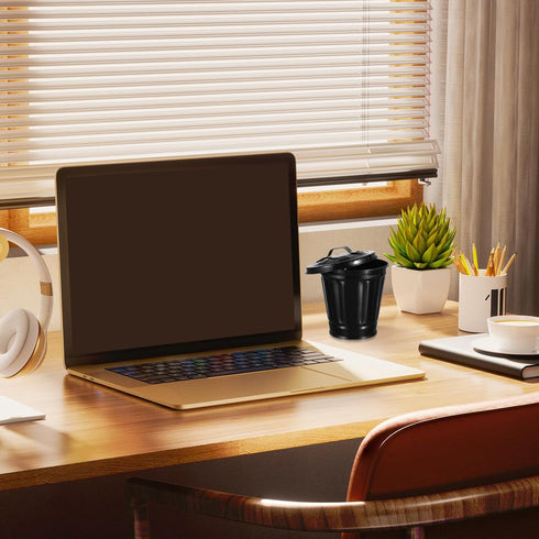 Mini Trash Can, Trash Can Desk Trash Can with Lid Office Garbage Can Countertop Tiny Waste Black Bathroom Garbage Can Basket Outdoor Trash Can for...