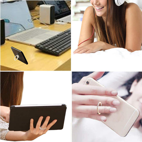 Transparent Clear Phone Holder Ring Grips for iPhone Samsung Galaxy, Finger Ring Stand for Smartphones Tablets Cases (Round-Gold-Crystal)...