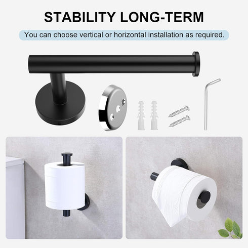 SetSail Bathroom Hardware Set, Matte Black 304 Stainless Steel Bathroom Accessories Set Includes Towel Holder and Toilet Paper Holder, Drill Hole...
