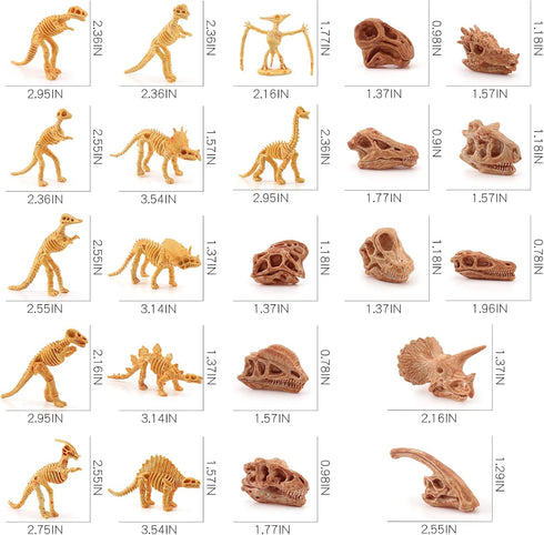Dinosaur Head Skeleton Golden Dino Fossil Assorted Bones Playsets 23 PCS Action Figures Model Toys for Kids...