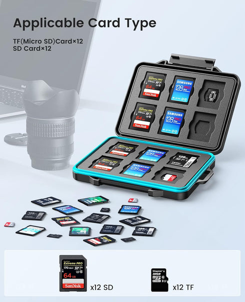 ORICO 24 Slots SD Card Case Holder Water Resistant & Anti-Shock Memory Card Case for SD/Micro SD SDXC SDHC TF Card Carrying Storage Organizer Prot...