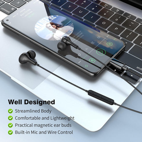 USB C Headphones for Samsung Galaxy S24 Ultra S23 FE S22 S21 A54 Note 20 10+,Magnetic Wired Earbuds Stereo in-Ear USB Type C Earphones with Microp...