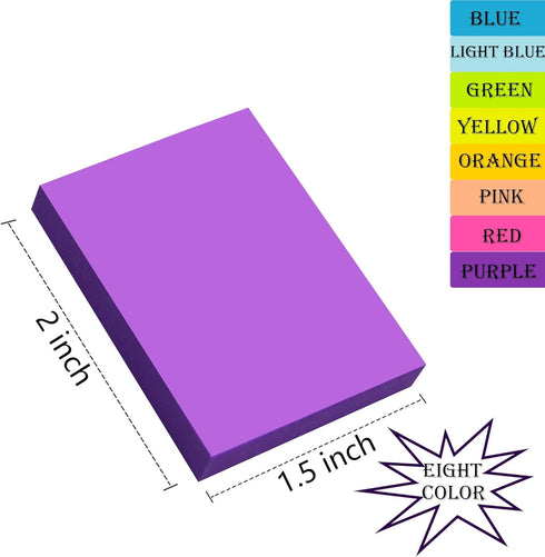 (24 Pack) Sticky Notes 1.5x2 in, 8 Colors Post Self Sticky Notes Pad Its, Bright Post Stickies Colorful Sticky Notes for Office, Home, School, Mee...