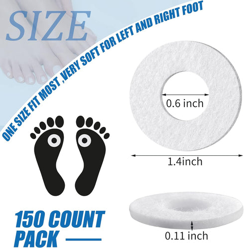 Nuanchu 150 Pcs Callus Cushions Callus Pads for Bottom of Foot Round Corn Cushions Pads for Feet Soft Adhesive Felt Corn Pads for Ball and Side of...