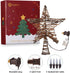 Rattan 3D Star Tree Topper - 12" Rustic Rattan Star with Built-in 10-Bulb String Lights for Christmas Tree Decoration...