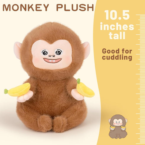Monkey Stuffed Animal Cute Monkey Plush Soft Monkey Plushie with Banana Monkey toy Gift for Kids(10.5Inch)...