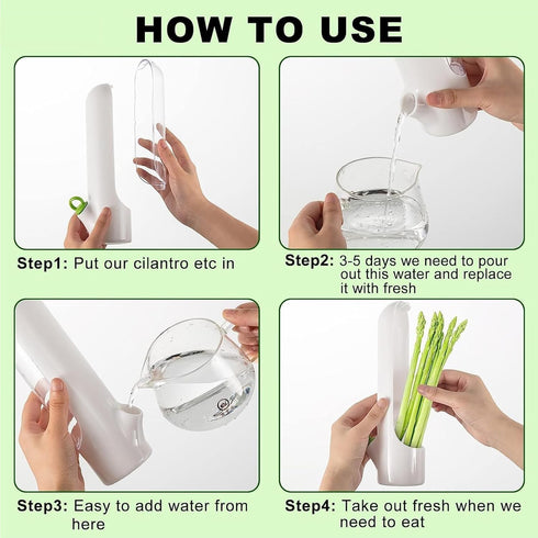 Herb Saver for Refrigerator, Herb Saver Pod, Vegetable Preservation Bottle, Fresh Herb Keeper for Cilantro, Mint, Parsley, Asparagus, Keeps Greens...