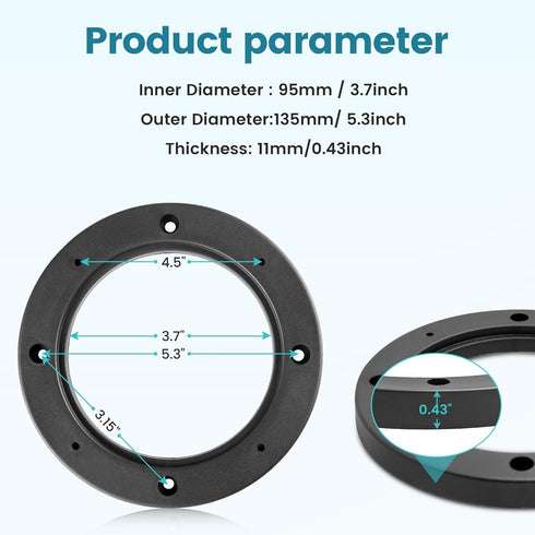 4 Inch Speaker Spacer Adapter Ring Mounting Bracket 4 PCS, Auto Car Universal Fit 4” Plastic Speaker Ring Adapter 0.43 Inch Depth, 4 Inch Plastic ...